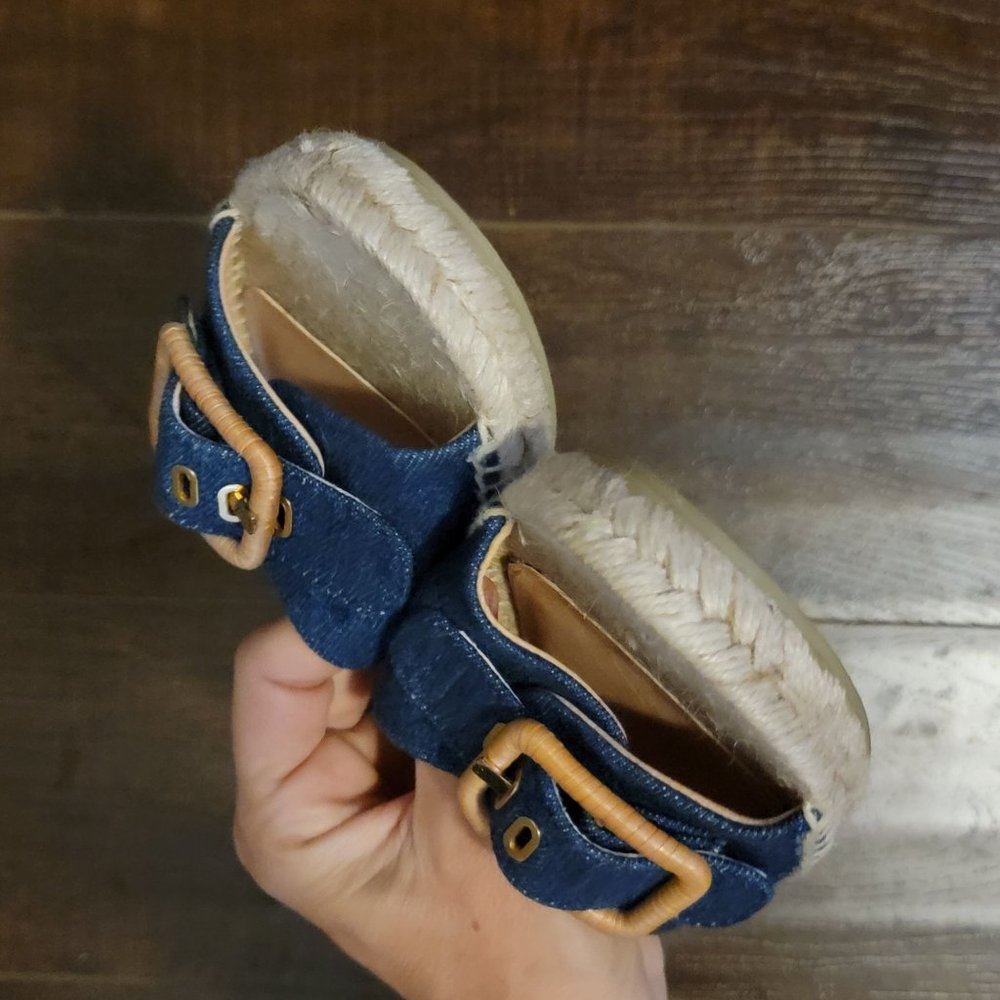 NEW Veronica Beard Apa Buckle Sandal Womens 9 Wedge Espadrille Denim Blue - Picture 3 of 10